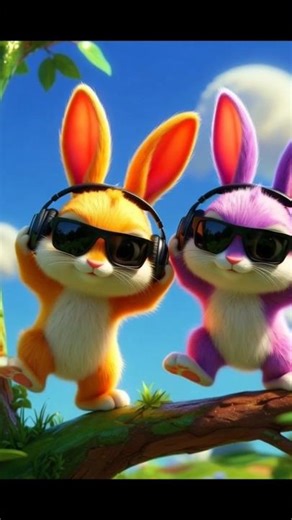 Cute Rabbits Dancing on a Tree 🌳🐰 | Funny 3D Pixar-Style Animation #shorts