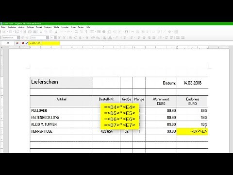 Eine Tabelle erstellen in Writer - LibreOffice 6 (German/Deutsch)