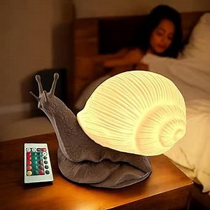 Glowing Snail LED Table Lamp - USB Powered, 15 Color Changing Modes, Dimmable Night Light with Switch - Warm White & Multicolor Lamp for Kids, Adults, Bedroom, Desk, and Gifts