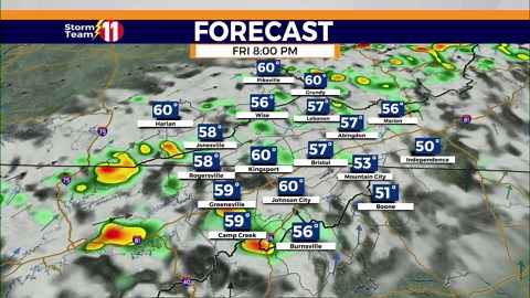 Nice evening, rain late Friday, and colder air next week
