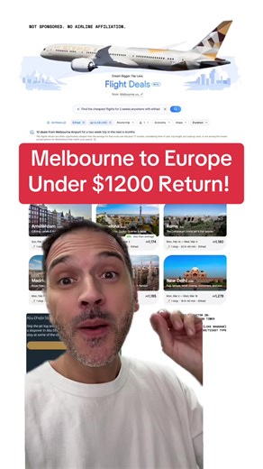 Melbourne to Europe Cheap Flights Under $1200 AUD