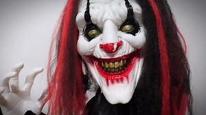 Scary Talking Clown Halloween Animatronic with Movement, Touch Activated Lights, Sounds, and Light-Up Eyes Outdoor & Indoor Decoration (Clown, 5.5FT)