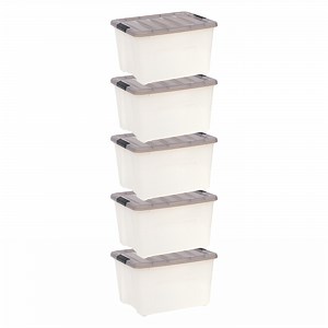 IRIS 40 Qt. Plastic Storage Bins with Lids, Stackable Storage Containers, Totes, 5 Pack