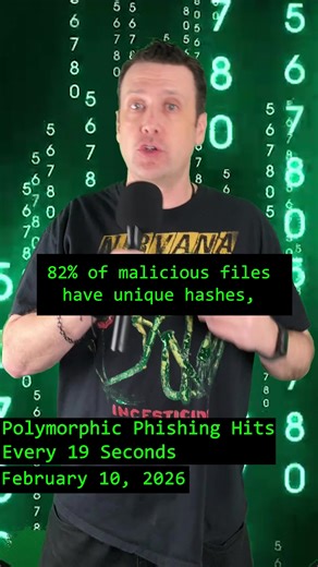 🎯 AI-Powered Phishing Hits Every 19 Seconds 🎯 Cofense's latest report reveals AI-powered phishing has accelerated to one attack every 19 seconds. Polymorphic attacks are now the default, with 76% of URLs and 82% of malicious files being unique per campaign. Attackers leverage publicly available data to personalize each message, making traditional pattern-matching detection obsolete. Sources: • https://securityboulevard.com/2026/02/cofense-report-reveals-ai-powered-phishing-accelerated-to-one-a