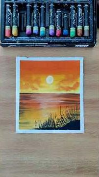 Easy Sunset Painting with Orange & Yellow Oil Pastels | Student Special Art #arttutorial #painting
