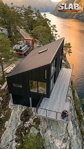 🖤 Building a $250,000 MATTE BLACK Scandinavian Cabin in 49 Sec! | Time-lapse 🌲 #travel #architecture