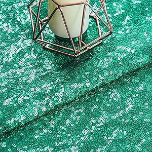 ShinyBeauty Green Sequin Fabric1 Yard Glitter Mesh Material for DIY Sewing Wedding DressesClothing & Table Linens