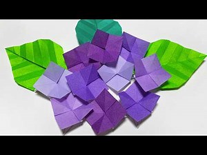【簡単折り紙】可愛い「あじさい」の作り方🌼本格的 How to make Hydrangea Origami | 摺紙 紫陽花 | 수국 종이접기 花 葉
