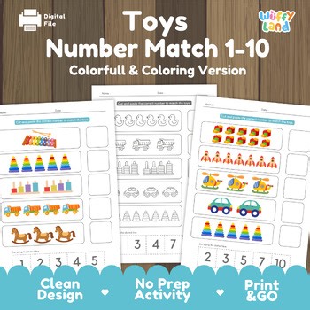 Toys Math Worksheets | Counting 1-10 Cut and Paste | Preschool & Kindergarten