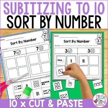 Representing Numbers in Different Ways Subitizing Worksheets 1 to 10 Cut & Paste