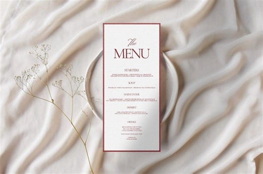 Editable Wedding Dinner Menu Template, Crimson Ivory Luxury Stationery (digital Download) - Etsy
