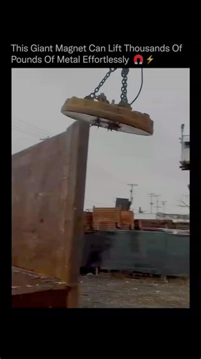 SciPulse on Instagram: "What looks like magic is pure physics. 🧲 Industrial lifting magnets generate a powerful electromagnetic field when electric current flows through coils of wire inside. That field instantly pulls in ferrous metals like steel, allowing operators to pick up thousands of pounds of scrap in seconds. Once the current is switched off, the field disappears, and the metal drops. These magnets save time, reduce labor, and make moving heavy loads in recycling yards and factories sa