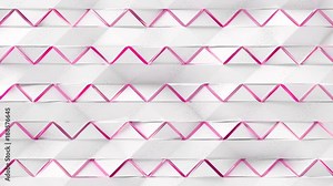 Abstract Geometric Surface Zigzag Loop 1E: light clean soft low poly motion background of shifting white triangles, pink magenta undulating wave diagonal zig zag edges. Seamless loop 4K UHD FullHD.