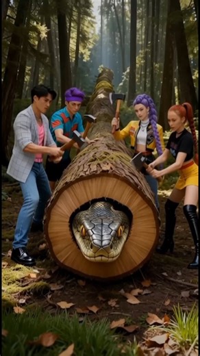 RESCUE PYTHON FROM LARGE LOG - K-pop Demon Hunters #kpop #rescue #funny