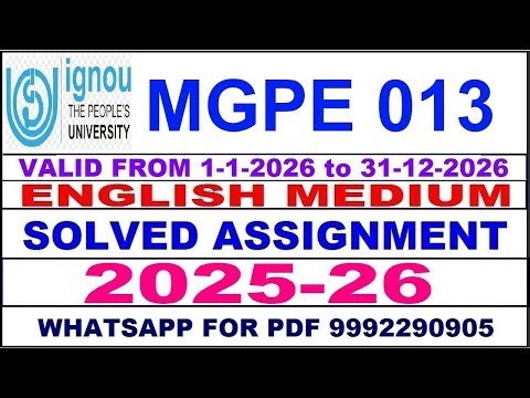 MGPE 013 solved assignment 2025-26 in English || mgpe 013 solved assignment 2026 || mgpe13 2025-26
