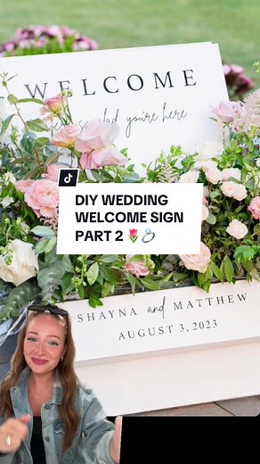 Replying to @Emma Part 2 of making this DIY wedding welcome sign with flowers using your Cricut! 🌷 All about the board measurements #cricutprojects #cricutweddingdiy #amymakesthat #cricutweddingsign #diyweddingsign #welcomesigndiy #welcomeweddingsign #welcomesignwedding #diyweddingideas #weddingsign #greenscreen