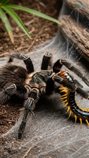 Tarantula VS Centipede #spider #wild #spiderweb #insects #pets #tarantula #shorts #centipede #fight