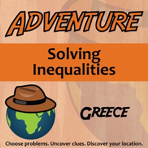 Solving Inequalities Activity - Printable & Digital Greece Adventure Worksheet