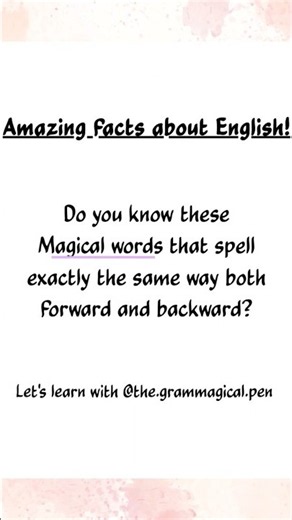 Isn't it amazing? Comment more examples of palindrome | Amazing english| #grammar #vocabulary #viral