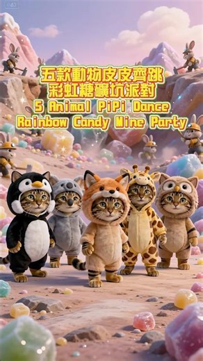 彩虹糖礦坑貓舞團！五隻皮皮跳 no na work 超整齊 | Candy Mine Cat Crew! 5 PiPi Dance no na - work Perfectly Synced