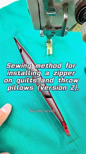 Sewing method for installing a zipper on quilts and throw pillows (version 2). #Wholeheartedapparel#SewingMachineRepair #SewingPartsSupplier #SewingMachineAccessories #IndustrialSewingMachine #SewingPartsShop #QualitySewingParts #SewingMachineTechnician | Pei Xian