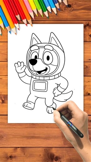 How to Draw Bluey | Bluey Astronaut Coloring 🚀 | Easy Drawing & Coloring for Kids