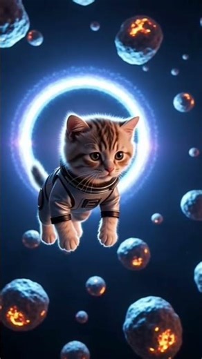 Kitten meets an ALIEN PORTAL in space?! 😳🚀 #Shorts #AIArt #Viral