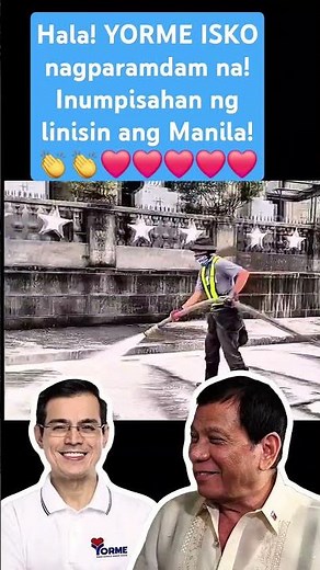 Yorme isko! Grabe inumpisan ng linisin ang Manila, partida dipa siya naupo! Parang si duterte lang.