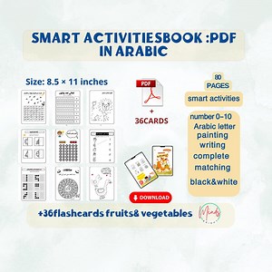 Smart Arabic Letters Activity Book | Painting, Writing, Matching Mental Skillsblack White Printableprintable Arabic Book Arabic Workbook - Etsy