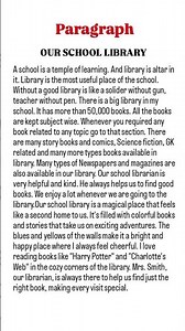 paragraph –Our school library/ for easy lines/ all classes #class10th grammar #englishgrammar
