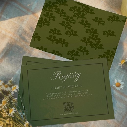 Modèle de carte de registre de mariage modifiable, Mulberry Grove, insert de registre imprimable avec code QR - Etsy France