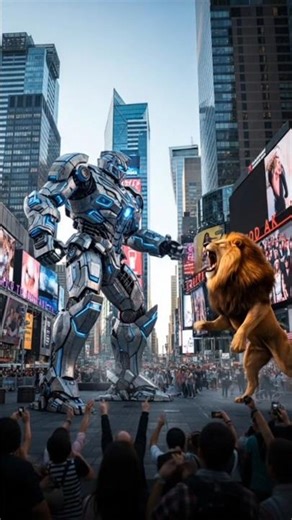 Robot Vs Lion Fight