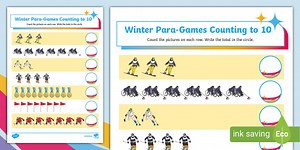 Winter Para-Games Counting to 10 Worksheet