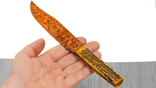 2.9K views · 130 reactions | I restore an antique Original 445 Bowie knife from a piece of rust into a brilliant shine. Enjoy this rusty hunting knife return to its original glory. If you have something you would like me to restore send me an email at business.lostandrestored@gmail.com I love restoring vintage odds and ends. What antique do you want to see Restored? #lostandrestored | Lost & Restored | Facebook