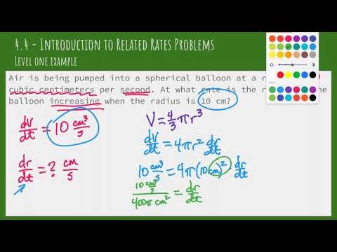 4.4 - Intro to Related Rates Problems - Level 1 Examples