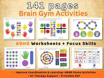 Brain Gym Activities Bundle | 141 Worksheets | ADHD Focus & Coordination