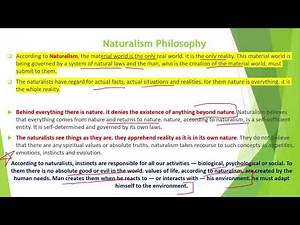 Naturalism Philosophy Part 1