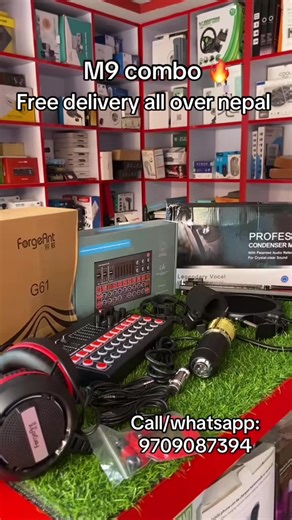 M9 combo Professional home studio set With free delivery all over nepal Cod available ✅ Call/whataapp:9709087394 #creatorsearchinsights #fypシ゚ #viral #professional #soundcard