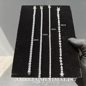 18K White Gold Tennis Bracelet, Round Cut Moissanite Diamond 925 Sterling Silver Tennis Bracelet, Dainty Anniversary Gifts for Men Women - Etsy