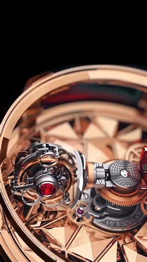 JACOB & CO. on Instagram: "The Astronomia Revolution Four-Axis Tourbillon is a tribute to the relentless pursuit of excellence. Its four-axis tourbillon moves at mesmerizing speeds: 60, 18, 15, and 60 seconds, respectively. A world-first in horology, designed for those who push limits. Encased in 47mm of 18K rose gold and sapphire, this masterpiece reflects the spirit of innovation. The striking geometric mosaic on the backplate—crafted in mirror-polished, gold-plated elements—plays with light i