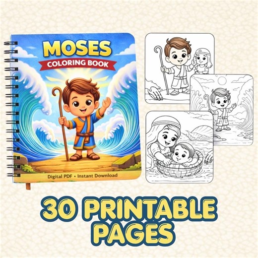 30 Pages Coloring: MOSES Digital Download PDF - Etsy