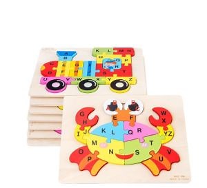 [Hot Item] Wooden Educational 3D Dinosaur Puzzle Cartoon Learning Puzzles Board Toy