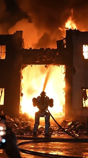 Humanoid Robot Fighting a Real Building Fire Completely Alone
