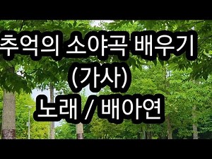 추억의 소야곡 배우기 (가사) 노래/배아연 원곡/남인수