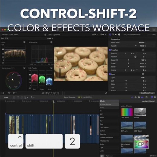 Final Cut Pro Shortcut | Control-Shift-2 | Color and Effects Workspace