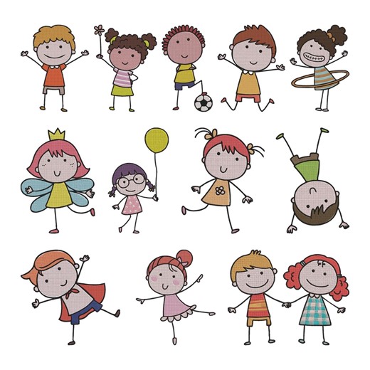 Kids Child Embroidery Design, Cartoon Child Stitch Machine Embroidery File, 12 Design, 9 Size, Instant Download - Etsy