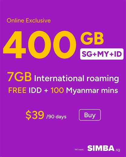 📢 Announcement! FREE Plan Upsize! Best ever 5G Postpaid and Prepaid plans. SuperRoam10 🎉 Increase to 280GB SG MY data 🎉 3GB Roaming data to 60 Countries 🎉 500 mins to SG Fixed Line & IDD to 20 Countries 🎉 100 mins to Myanmar Mobile SuperRoam12 🎉 300GB SG MY ID data 🎉 7GB Roaming data to 60 Countries 🎉 600 mins to SG Fixed Line & IDD to 20 Countries 🎉 100 mins to Myanmar Mobile SuperRoam13 🎉 Increase to 400GB SG MY ID data 🎉 7GB Roaming data to 60 Countries 🎉 700 mins to SG Fixed Line