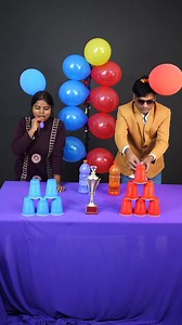 Cup pyramid Challenge Flip The Bottle popping Pop balloon & 12 pop balloon Challenge | Vk challange Vlog