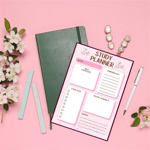 Pink Cute Decorative Study Planner Printable and Editable | Aesthetic Student Planner for Study Schedule, Tasks, Notes & Focus - Etsy