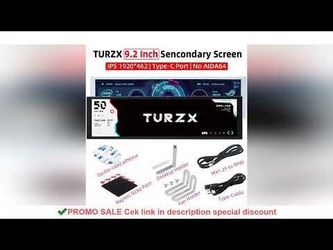 TURZX 9.2 Inch USB Chassis Secondary Screen 1920*462 IPS LCD CPU GPU RAM HDD Weather Monitor Display